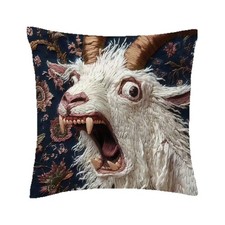 ANGRY COMICAL GOAT 45x45cm THROW PILLOW CASE COVER DOUBLE SIDED 2D PRINT FABRIC
