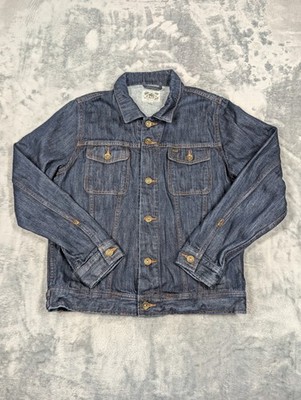 Obey Denim Jacket Mens Medium Trucker Button Up Distressed Casual Streetwear