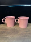 Fiesta Ware Rose Pink Mugs Ring Handle Homer Laughlin HLC USA Set Of 2