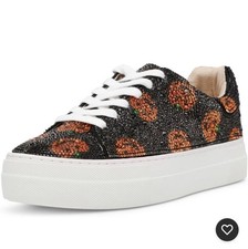NEW Betsey Johnson Womens Size 6.5 Sidny Halloween Rhinestone Pumpkin Sneakers