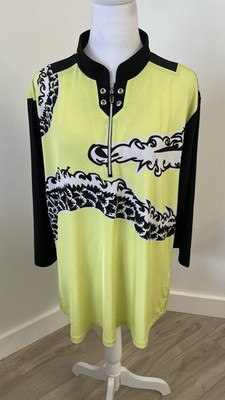 Jamie Sadock Sunsense 1/4 Zip Pullover Women s Top Yellow/Black Dragon Sz. XXL
