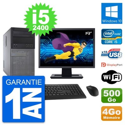 PC tour DELL 790 MT Bildschirm 19 '' Intel i5-2400 RAM 4Go Disc 500Go Windows 10