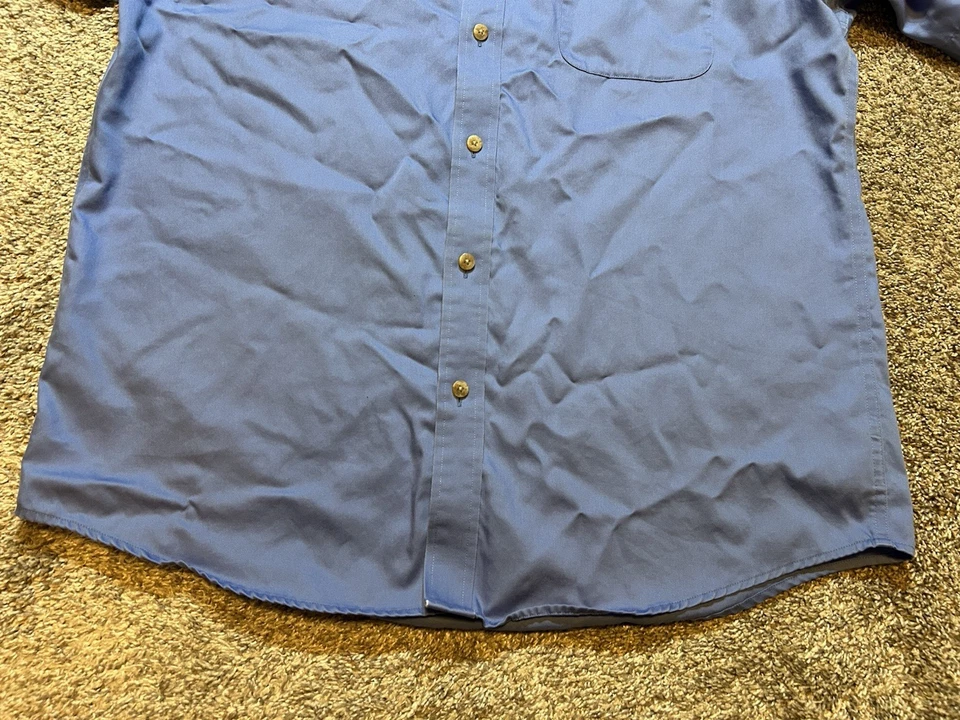 Camisa de viaje Lands' End Kwik para hombre grande azul con botones logotipo de las SS uniforme de empleado** Foto 4 de 4