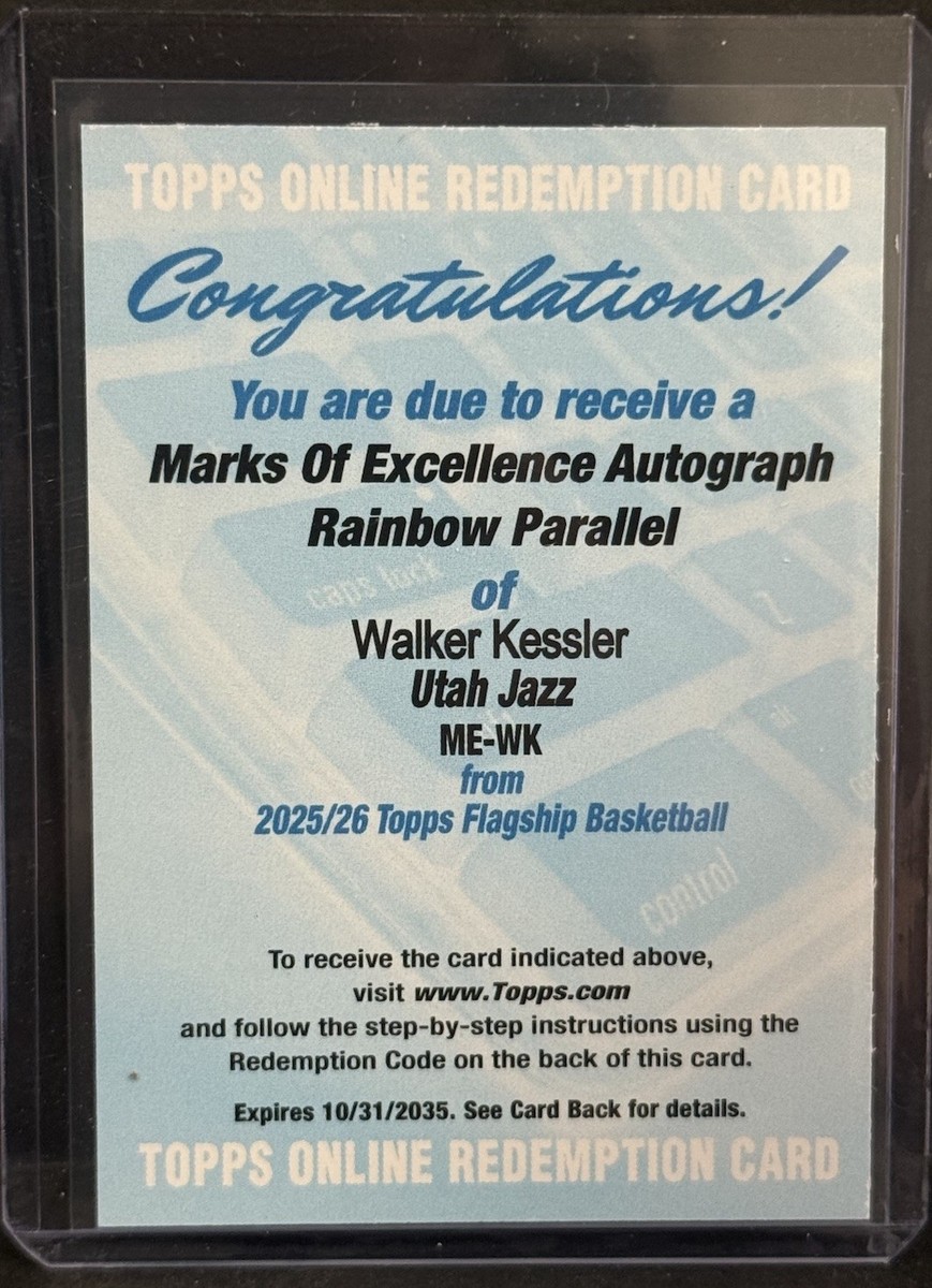 2025-26 Topps Basketball Jazz Walker Kessler Marks Of Excellence