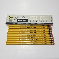 Vintage General Pencil Co Semi-Hex 498 2 2/4 Firm 12 Unsharpened Drawing Pencils