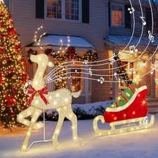 Outdoor Christmas Decorations - 42" Reindeer Sled - 117 Count
