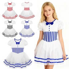 Girl Lace Puff Sleeves Figure Roller Ice Skating Skating Leotard Ballet Costumes