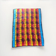 Vintage Mora Son De Abrigo Spain Colorful Fleece Throw Blanket Geometric 75 x 55