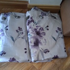 NEXT NEUTRAL BLOSSOM FLORAL Blackout W 53" DROP 90" Eyelet PAIR Curtains