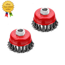 2 Pcs 2.5 Inch Wire Cup Brush for 4 1/2 Angle Grinder,Wire Wheel Cup Brush for G