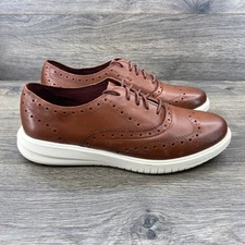 Cole Haan Mens Wingtip Oxford Shoes Size 10 Brown Leather Lace Up Comfort Sole