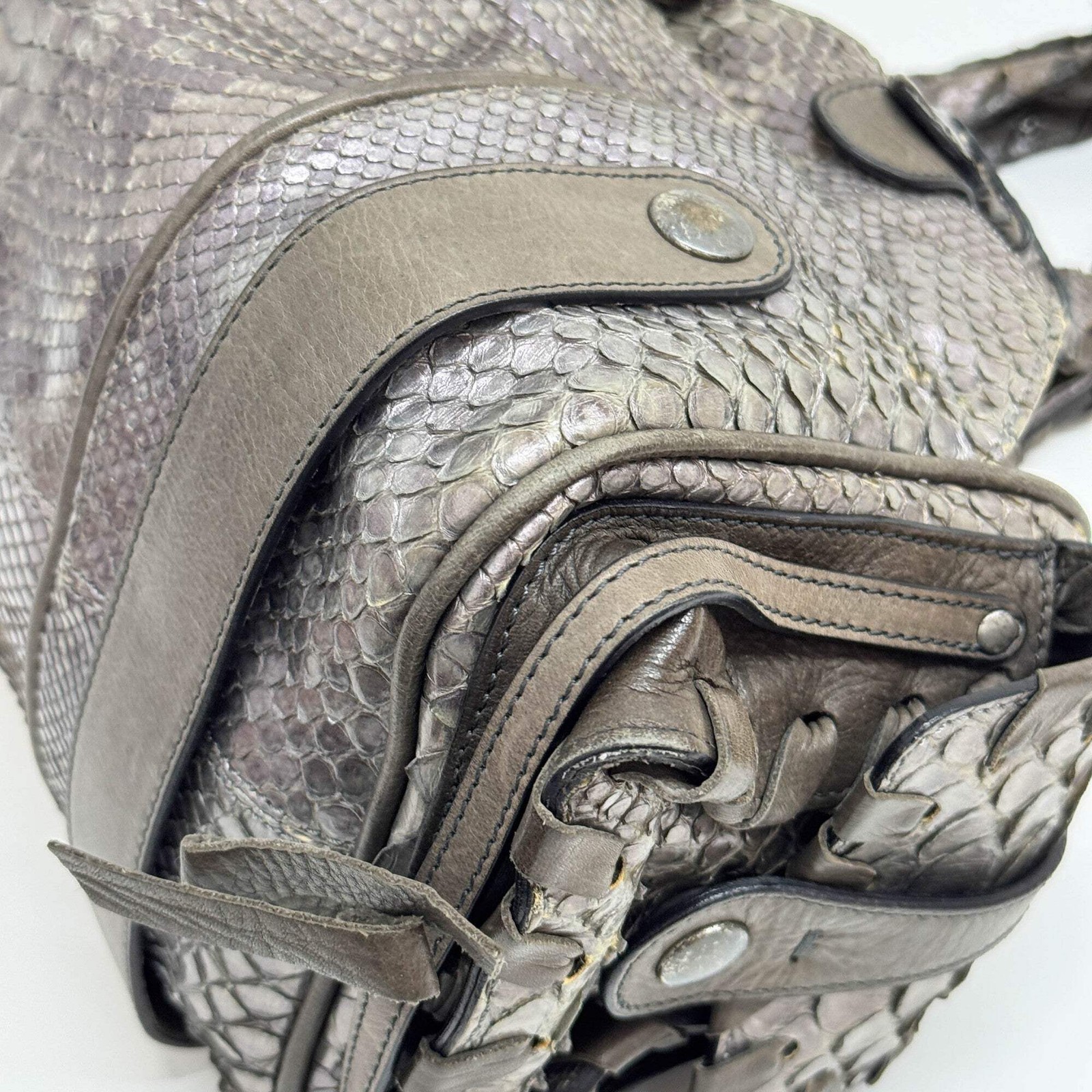 CHLOÉ Silverado Purple & Brown Python Embossed Le… - image 10