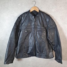 Vintage Insterstate Real Leather Biker Jacket Mens Small Black TA1551