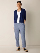 Eileen Fisher Organic Cotton Pucker Check Tapered Pant