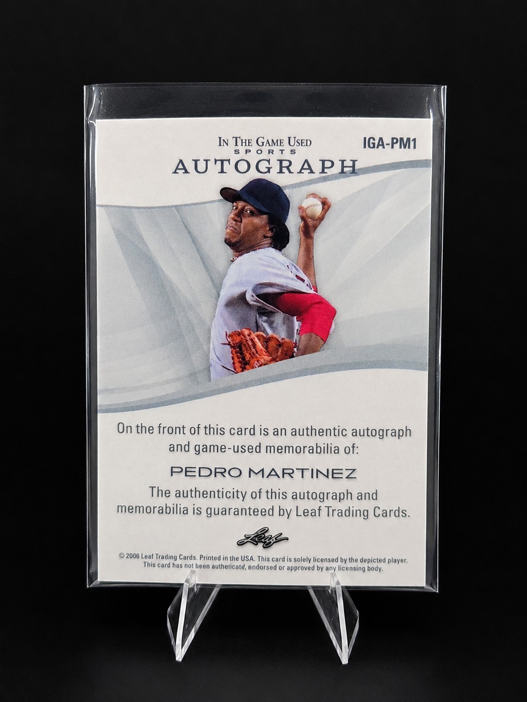 2025 Leaf In The Game Used Pedro Martinez Auto Patch 1/30 HOF IGA-PM1 Red Sox view 2