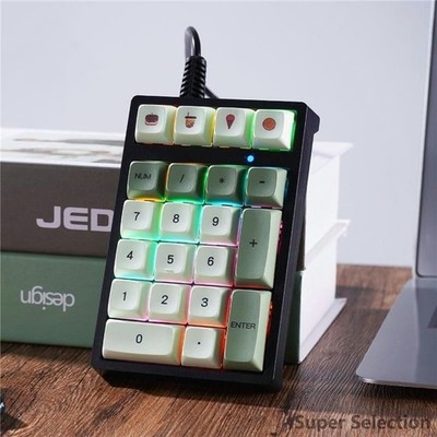 21-Key Mechanical Number Pad RGB Backlit PBT Keycaps Green Switch USB