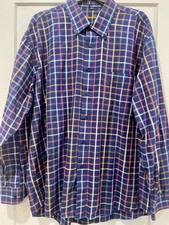 Alan Flusser Mens XL Multi Color Plaid Dress Shirt Button Down Long Sleeves