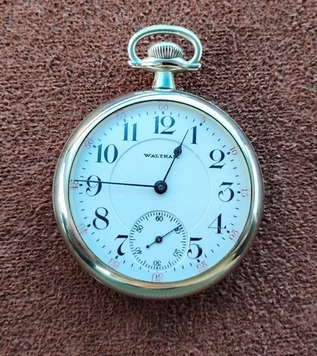 Running Serviced 1906 Waltham grade 645 antique railroad pocket watch, 16s 19j