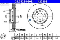 2X Bremsscheibe Ate 24.0122-0308.1 2 Bremsscheiben Vorderachse Vorne