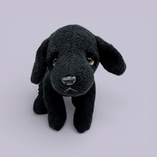 BLACK LABRADOR PUPPY DOG Vintage BEANBAG PLUSH Russ Berrie TOY 10" Beanie Figure
