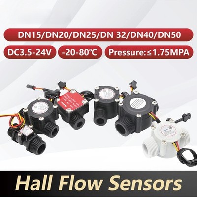 Water Flow Sensor Hall Effect 1-200L/min G1/2 G3/4 G1 G2 Valve Meter YF-S201