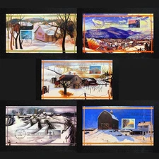 2025 Winter Landscapes Stamps 5 FDC Set: Series 1: Buildings: Cachets Ciccolella