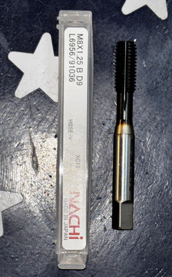 NACHI M8x1.25 Bottoming Tap Thread Forming 8mm X 1.25mm D9 HSSE-V 91036  ONE TAP