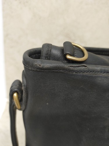 Vintage Coach Station Bag Black Leather 5130 Top Handle No Strap - Zdjęcie 24 z 24