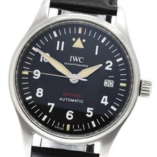 IWC SCHAFFHAUSEN PILOT WATCH SPITFIRE IW326803 39mm SS Black Dial Leather #C334 7