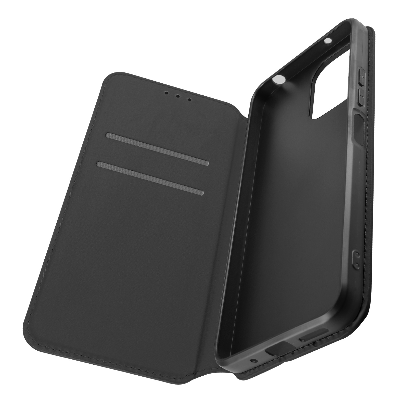 Étui à rabat pour Xiaomi Redmi 12 en cuir noir avec porte-carte intégré