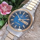 Serviced 1978 Timex Q Quartz Electric Blue Wave Mens Vintage Day Date Watch
