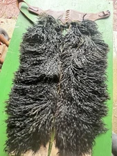 Antique Black Woolly Angora Chaps 41 “overall