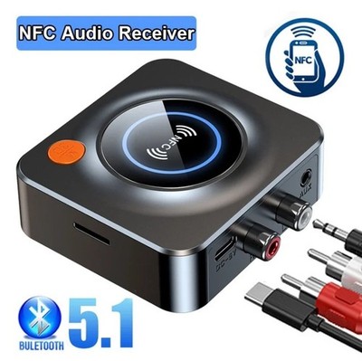 Bluetooth 5.1 NFC Sender Empfänger Wireless Audio HiFi Musik Adapter AUX RCA