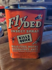 Vintage Fly Ded Insect Bug Spray Metal Can Ad...