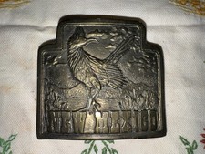New Mexico Vintage Brass Belt Buckle with Roadrunner Design