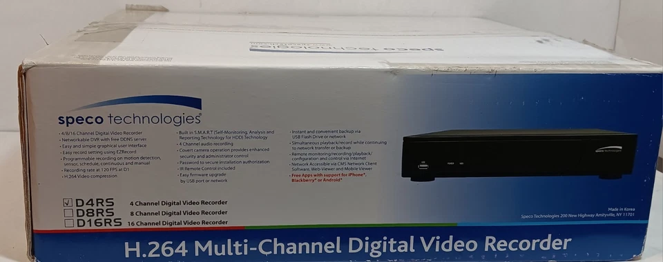 NEW Speco D4RS500 4 Channel H.264 DVR 500GB Digital Video Recorder D1 w/ Remote - Image 2 of 4