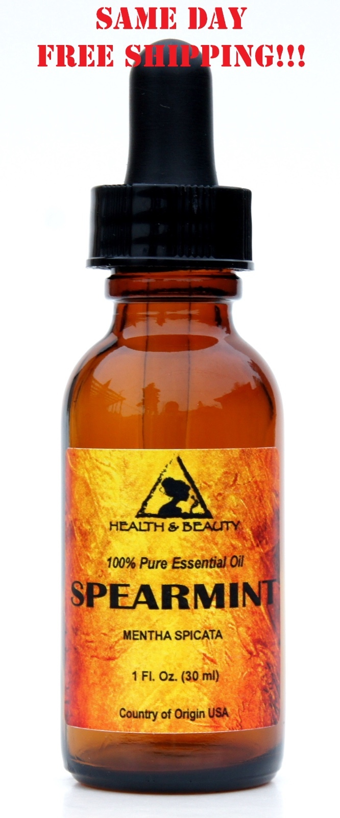 SPEARMINT ESSENTIAL OIL AROMATHERAPY NATURAL 100% PURE GLASS DROPPER 1 OZ, 30 ml