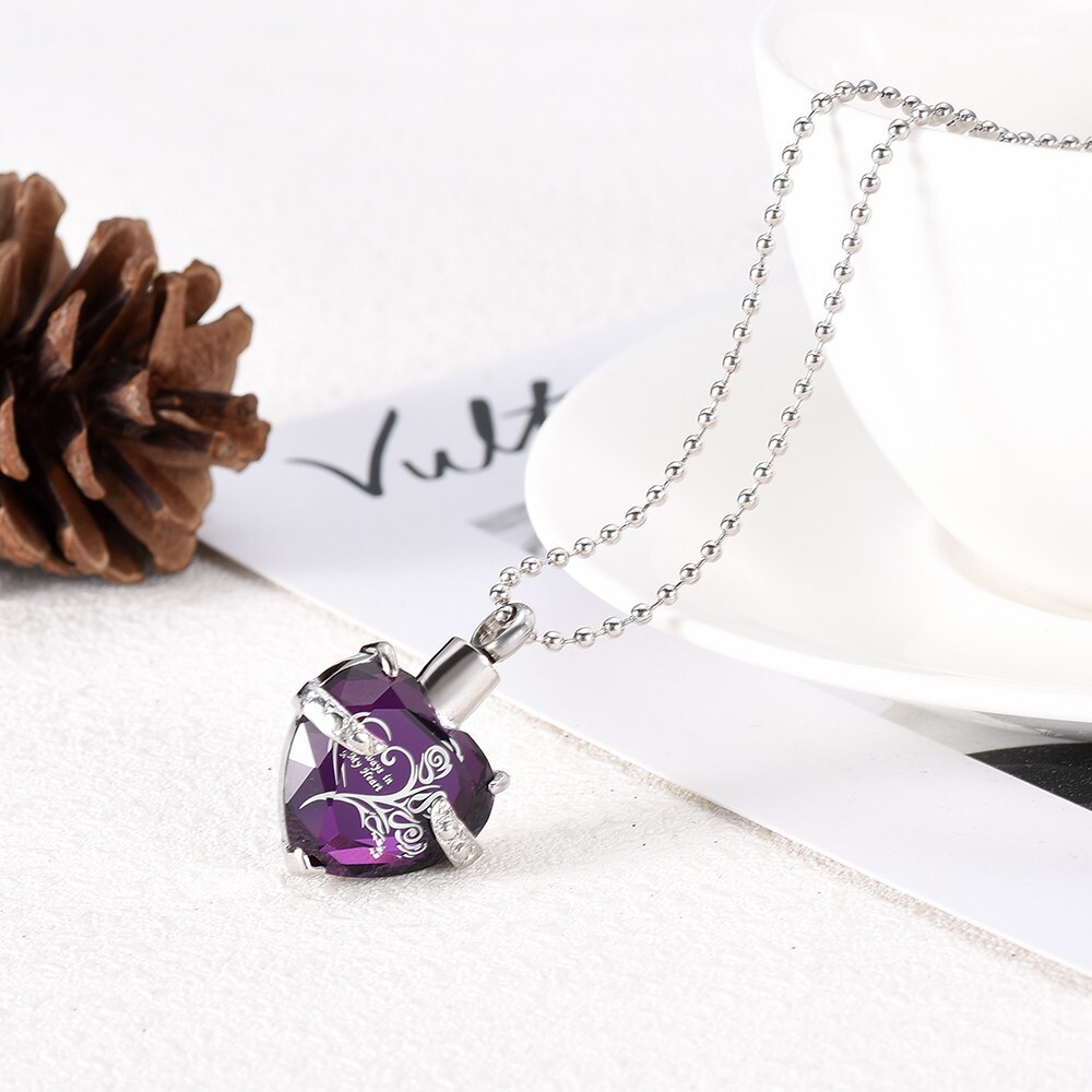 Crystal Urn Necklace Heart Memorial Keepsake Pendant Ashes