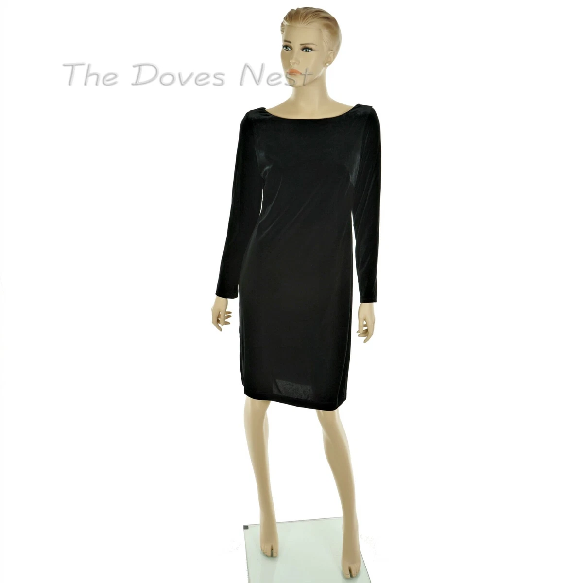 CHAPS by Ralph Lauren WOMEN S Size 6 BLACK VELVET EVENING DRESS Drape Back Tie