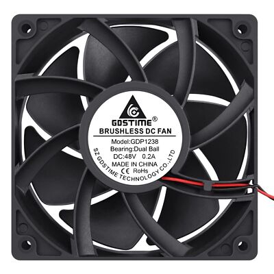 1238 48v Fan 120mm X 38mm Dual Ball Bearings Dc Brushless Cooling Fan
