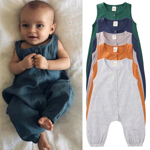 Newborn Baby Boy Girl Summer Cotton Romper Jumpsuit Bodysuit One-pieces Clothes - Picture 1 of 22