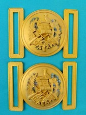 Set 2 US Guatemala Coat of Arms Gold Tone Military Army N.S. MEYER Belt Buckle L