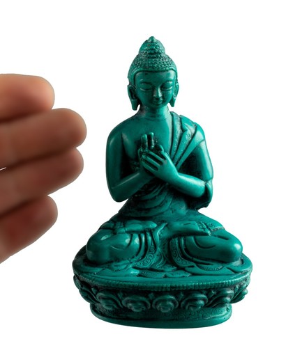 -statue Buddha Vairocana 11cm IN Harz Dharmachakra # Blackburn 8210 - Picture 2 of 8