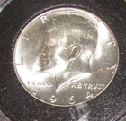 AU Silver 1964 Kennedy Half Dollar 90% Silver 1 coin in a hard plastic holder