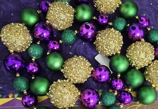 72" Sequin Glitter Ball Purple Green Gold New Orleans Mardi Gras Garland 6' new