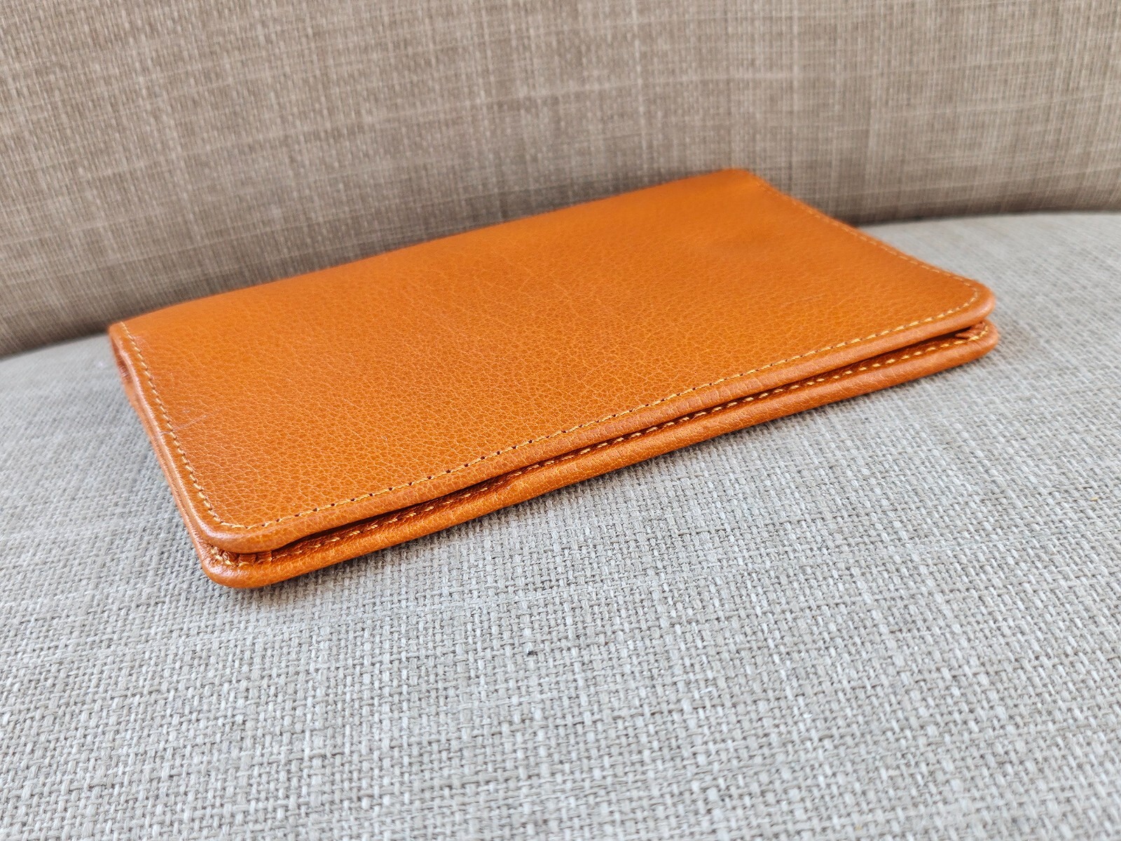 Mustard genuine leather passport wallet with card slots and boarding pass holder  -image