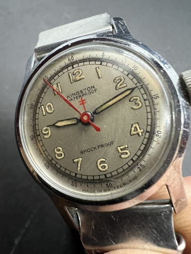 VINTAGE MEN'S KINGSTON Watch good condition military WWII Cross Of Lorraine - Picture 7 of 11