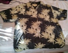 Jamaica Jaxx Vintage 100 Silk Bamboo Print Hawaiian Short Sleeve Shirt - XL