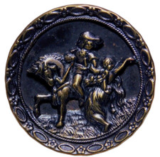 Large Antique Tinted Brass Horse Picture BUTTON Lochinvar NICE 1&1/4