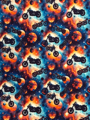 Sweat French Terry Kinderstoff Digitaldruck Galaxy Rides